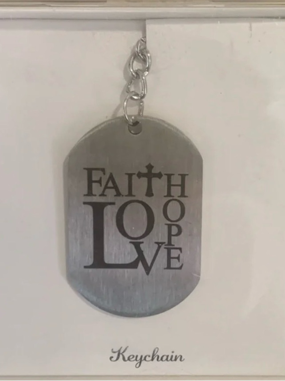 Faith Love Hope Silver Stainless Steel Keychain